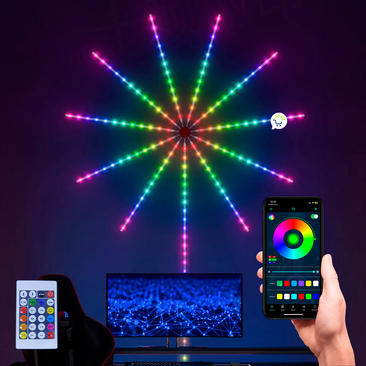Cinta LED Fuegos Artificiales App Bluetooth 180 LED RGB ECC180RGB