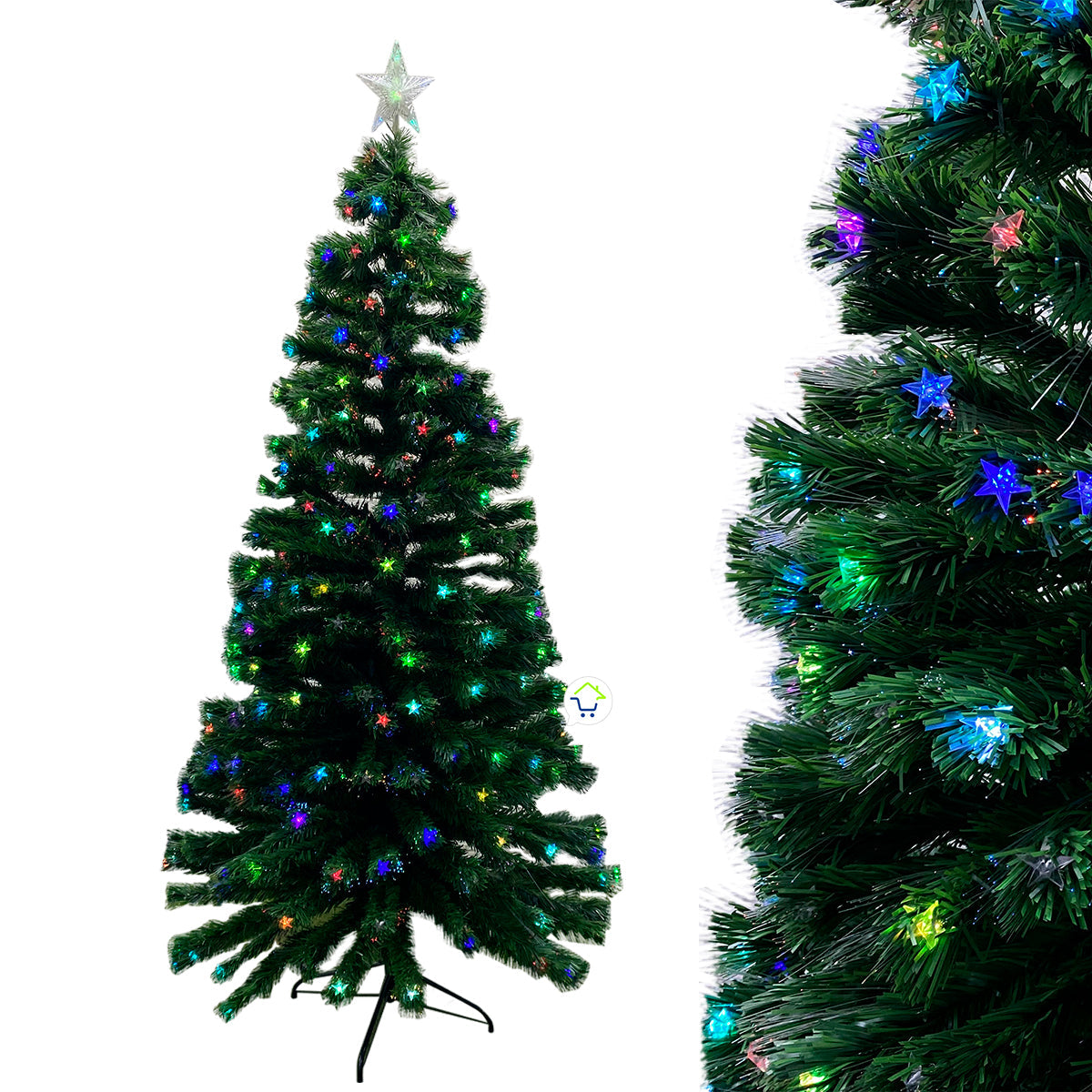 Árbol Navidad Fibra Óptica 210 cm 7 Colores Tupido RF T687