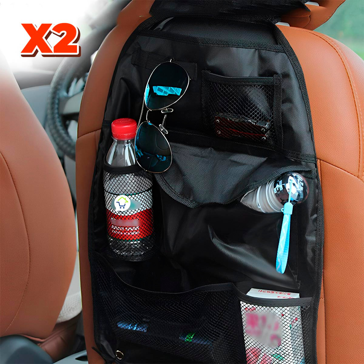 Organizador x2 Para Asiento Trasero Ahorra Espacio Carro Coche CENC-018