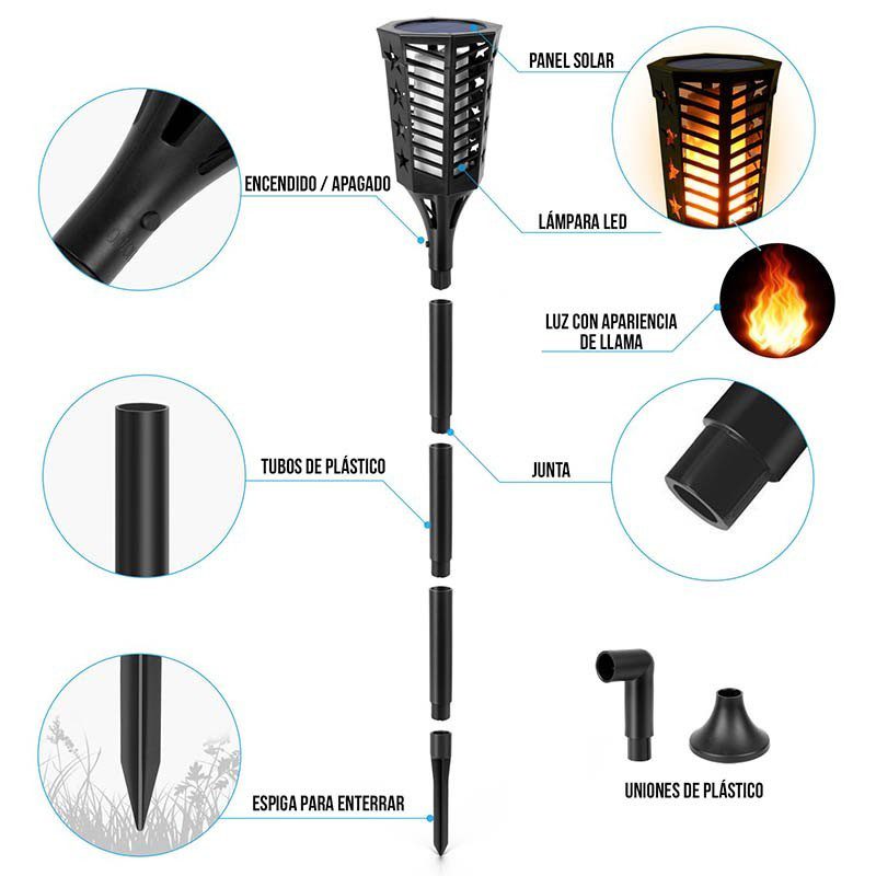 Antorcha Led Lámpara Solar Control De Luz RF 005