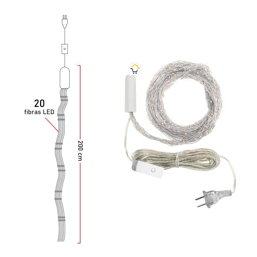 Luz Línea Cascada Micro LED 400 Luces 200 cm Navidad 1583