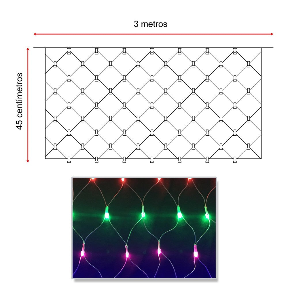 Extensión Luz Led Cenefa 100 LED 3 Metros Luces Navidad Multicolor 2162