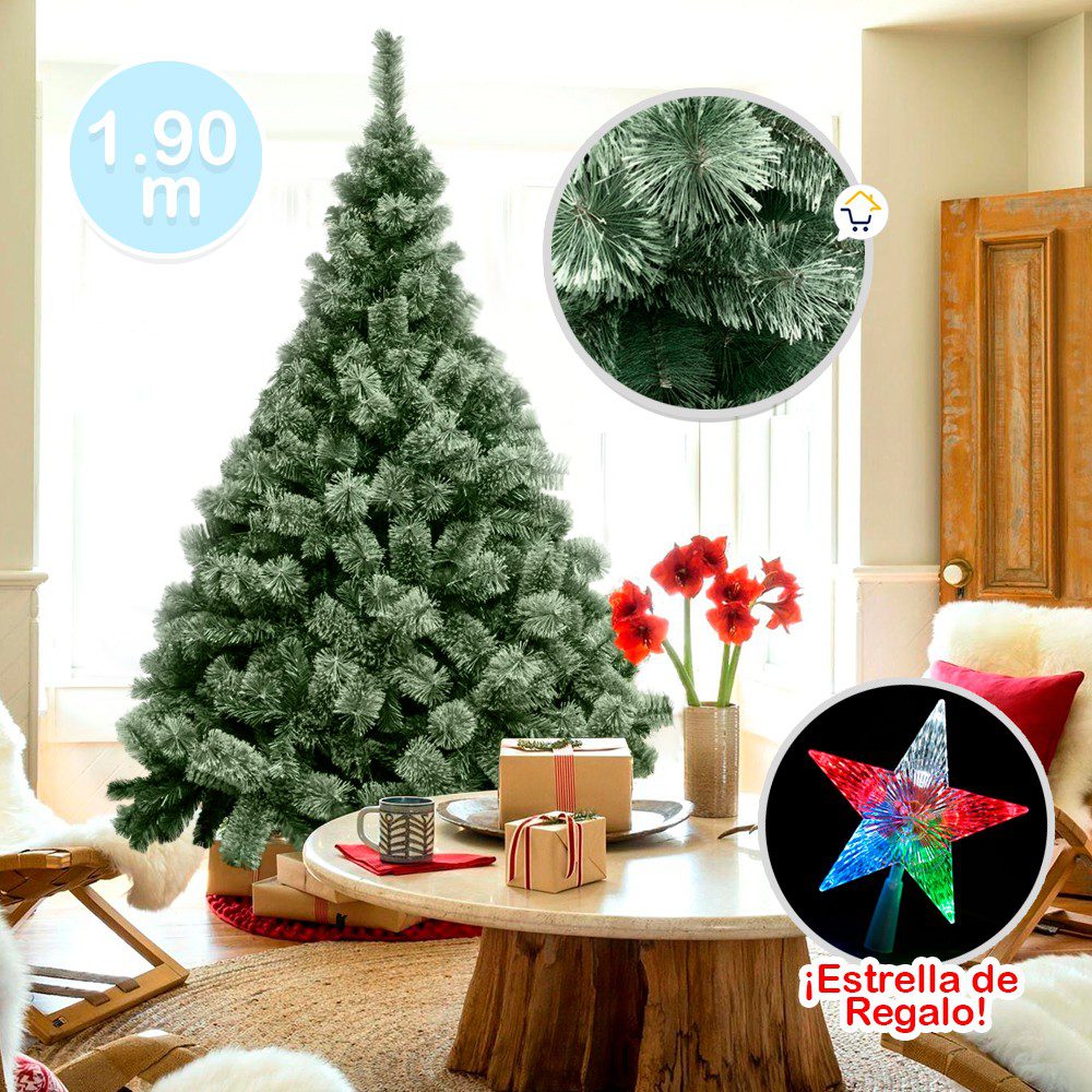 Árbol Navidad Clásico 1,90 m Tupido Frondoso + Estrella VERONA