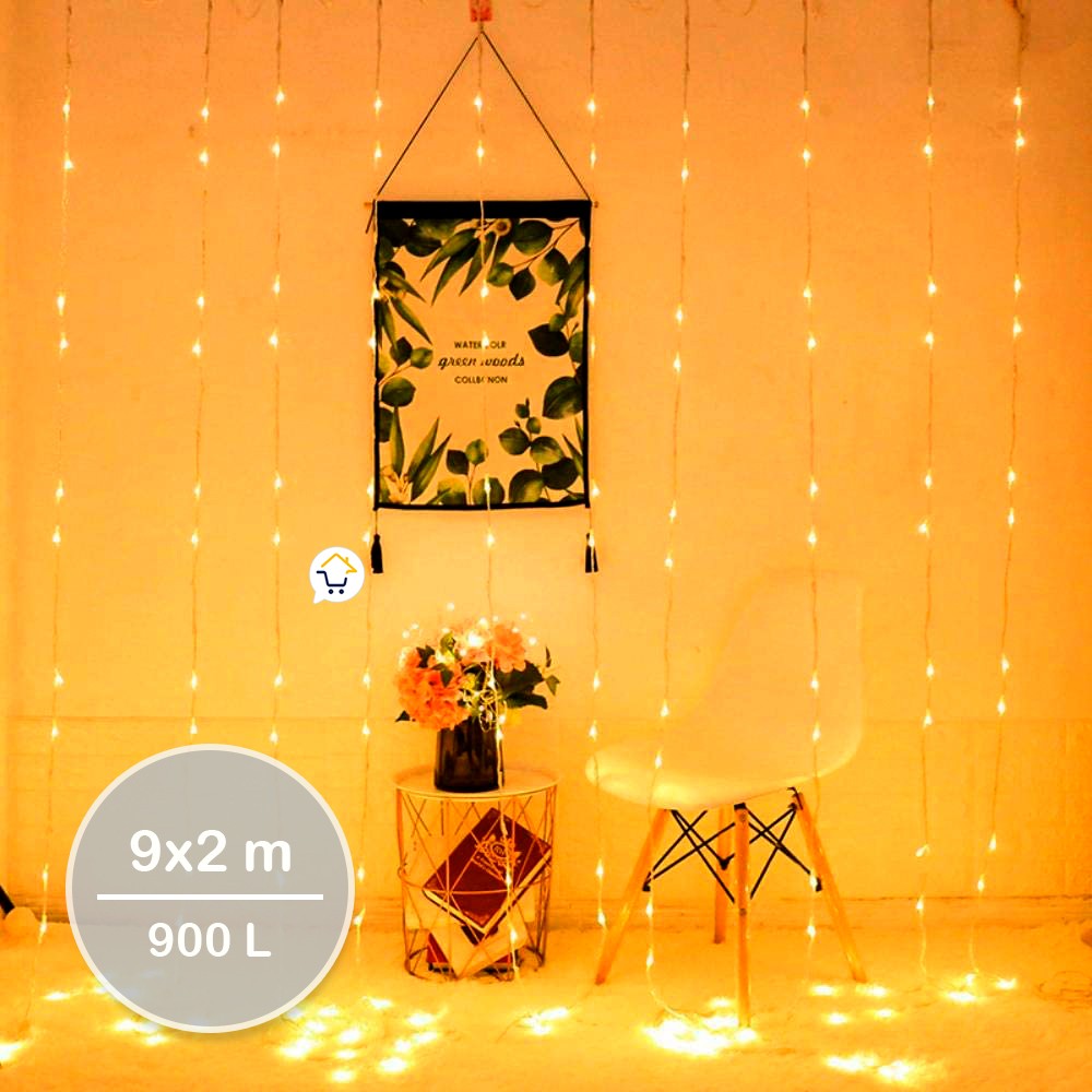 Luz Cascada 9X2 Metros 900 LED Luces Navidad CÁLIDA RF 2025