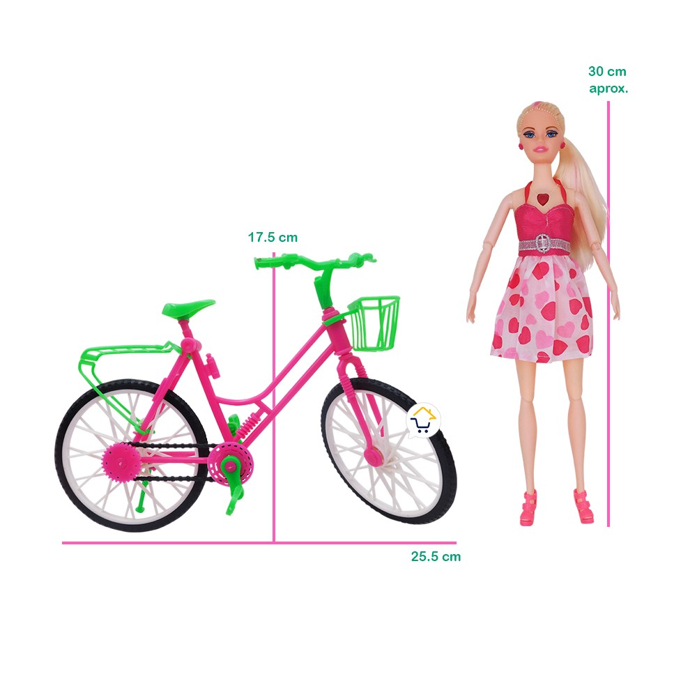 Muñeca Articulada Musical Fashion con Bicicleta Niñas HB017