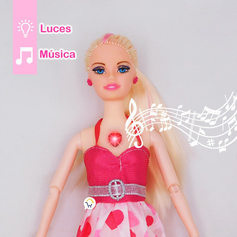 Muñeca Articulada Musical Fashion con Bicicleta Niñas HB017