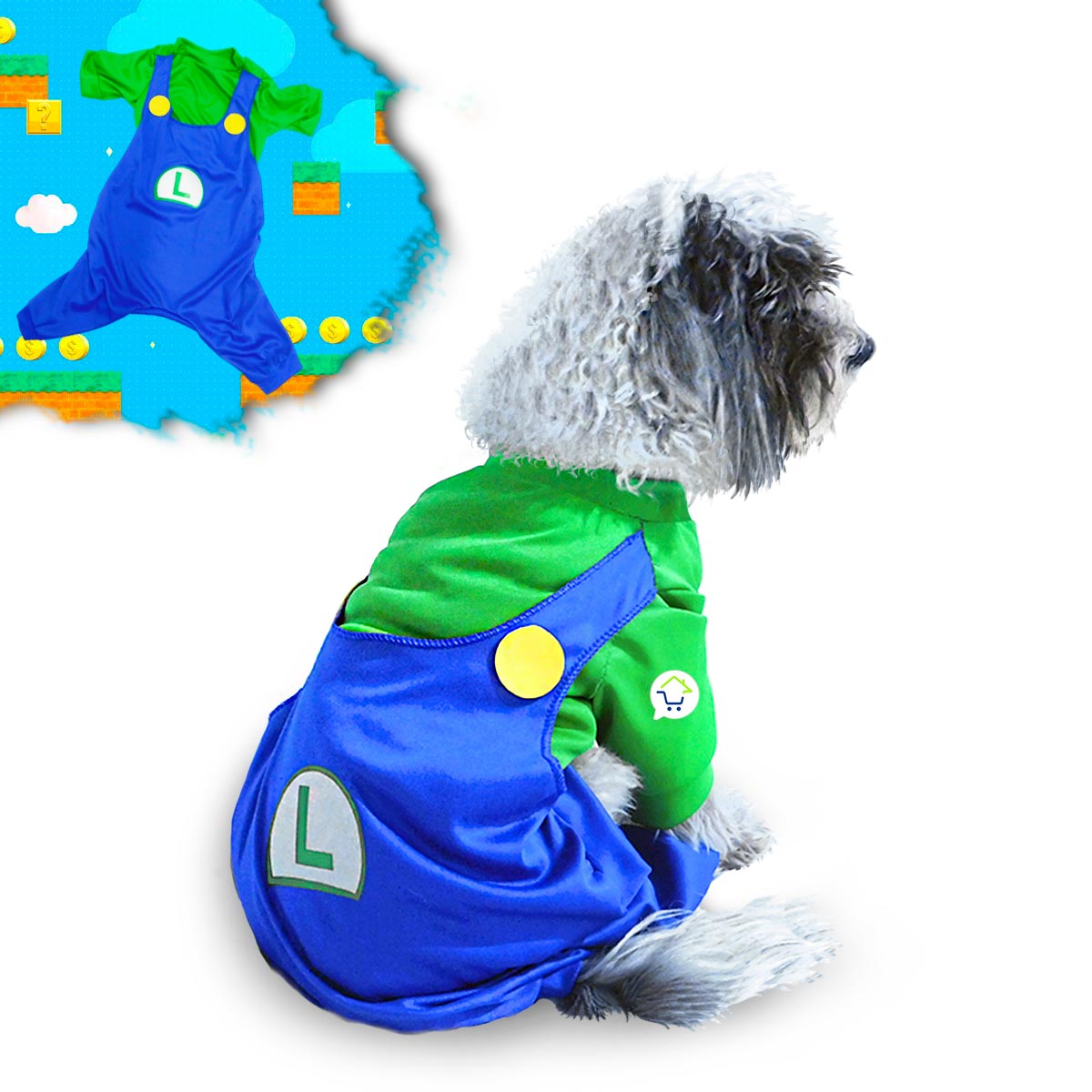 Disfraz Luigi Para Perro Gato Mascotas Halloween GD01LUIG
