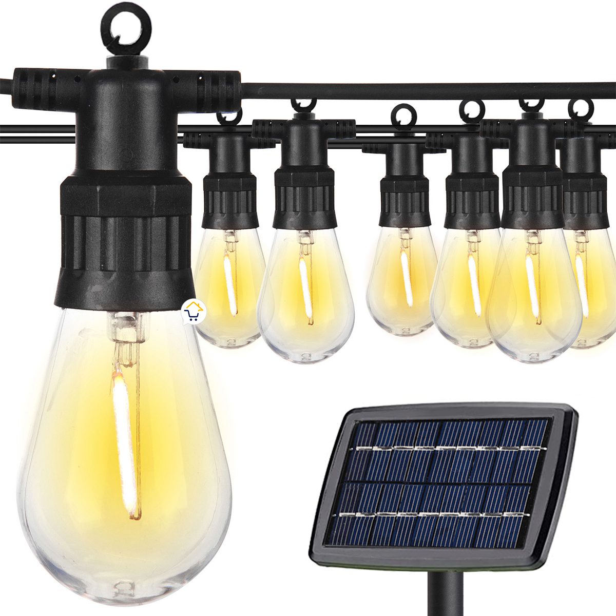 Extensión Bombillos x10 LED Panel Solar Luces Vintage Decoración Y13