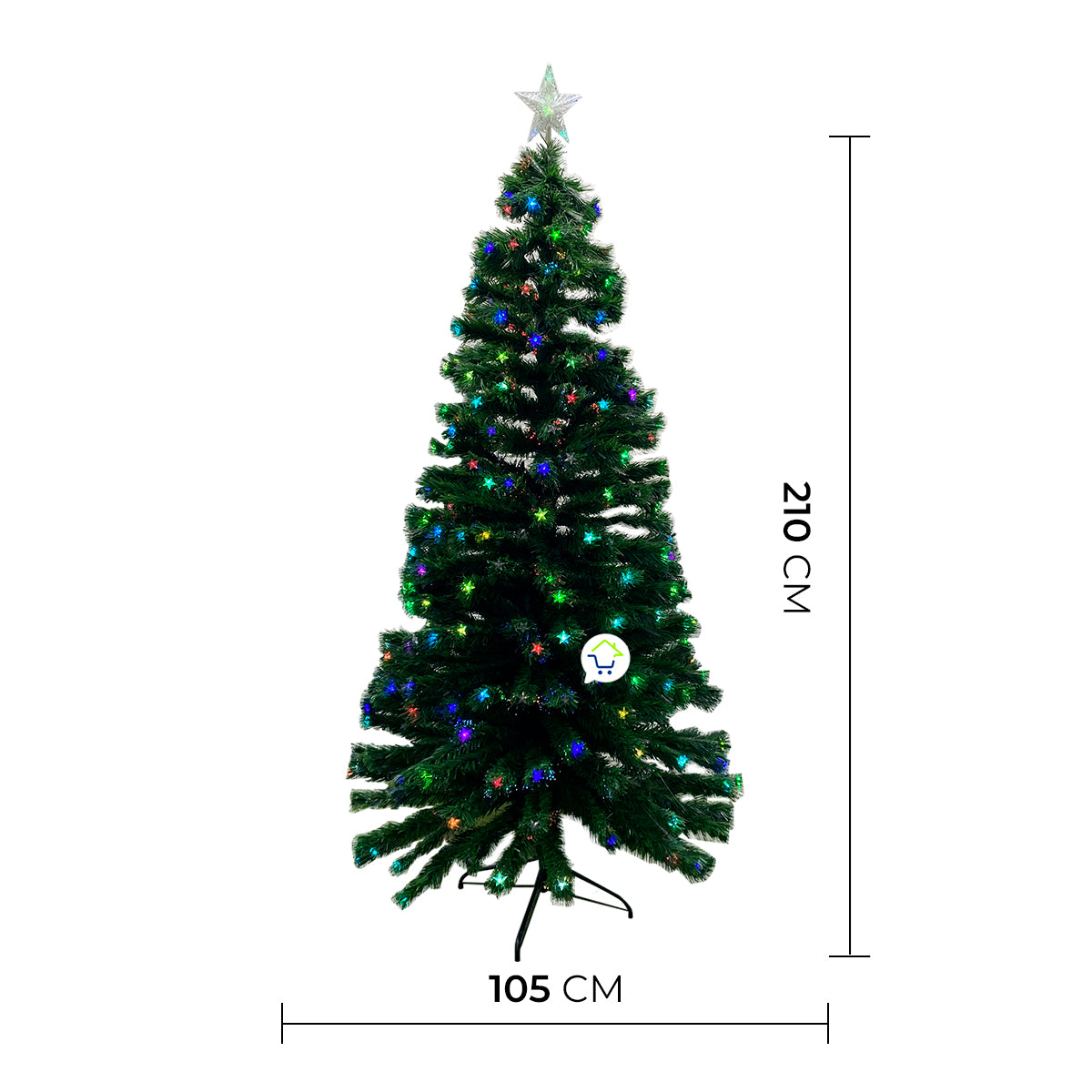 Árbol Navidad Fibra Óptica 210 cm 7 Colores Tupido RF T687