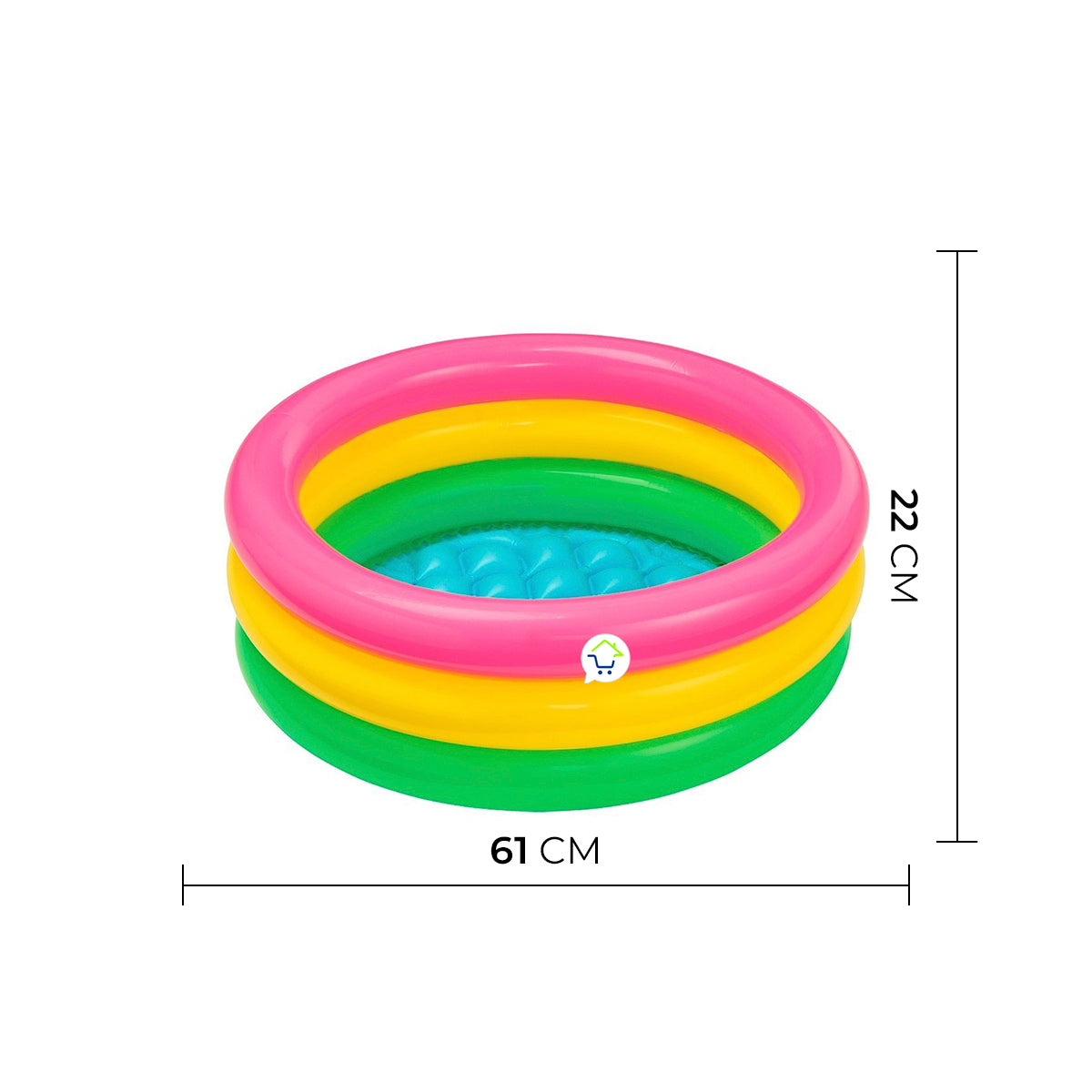 Piscina Inflable Redonda 3 Aros + Base Acolchada Infantil NP