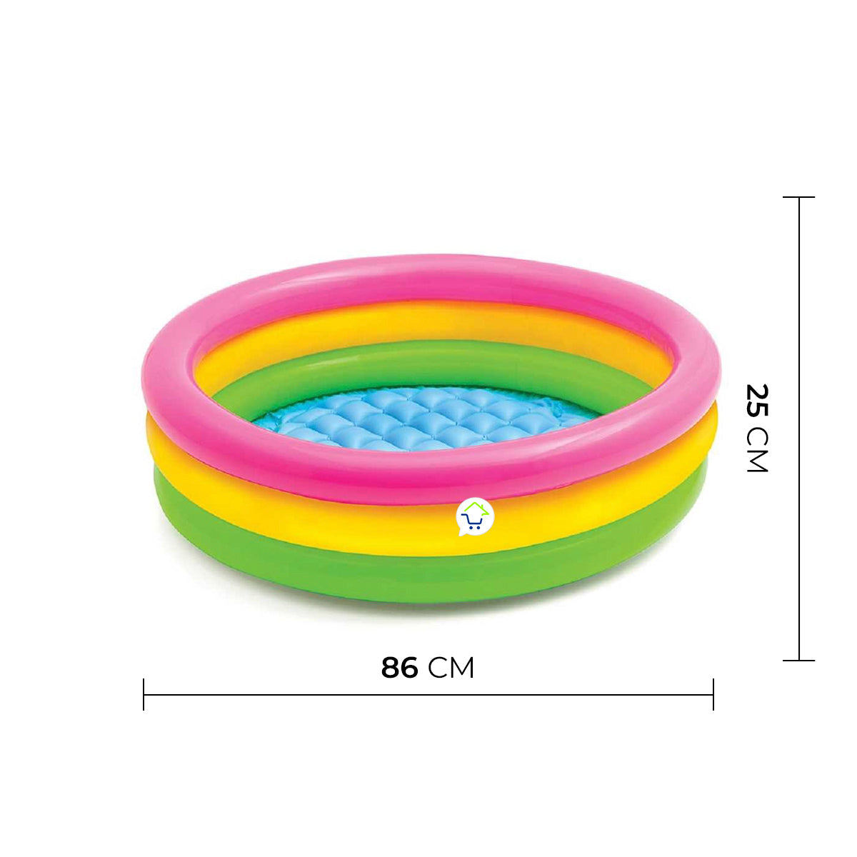 Piscina Inflable Redonda 3 Aros + Base Acolchada Infantil NP
