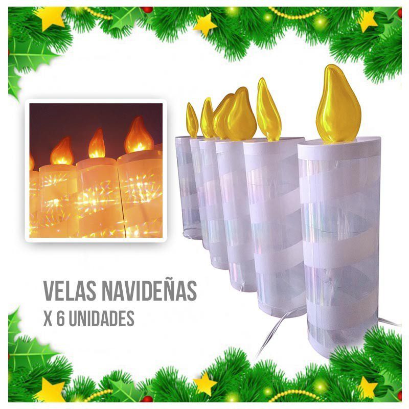 Velas Luces LED Navidad Decoración Hogar x 6 Unidades
