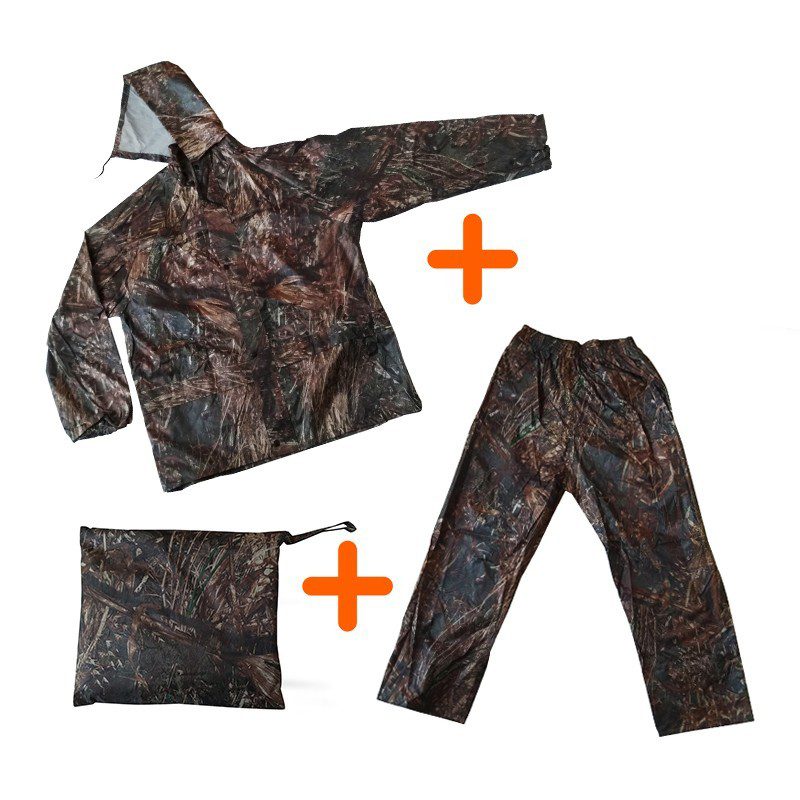 Impermeable Moto Camuflado 2 Piezas Chaqueta Capucha + Pantalón + Bolso REF: 188