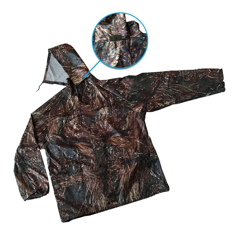Impermeable Moto Camuflado 2 Piezas Chaqueta Capucha + Pantalón + Bolso REF: 188