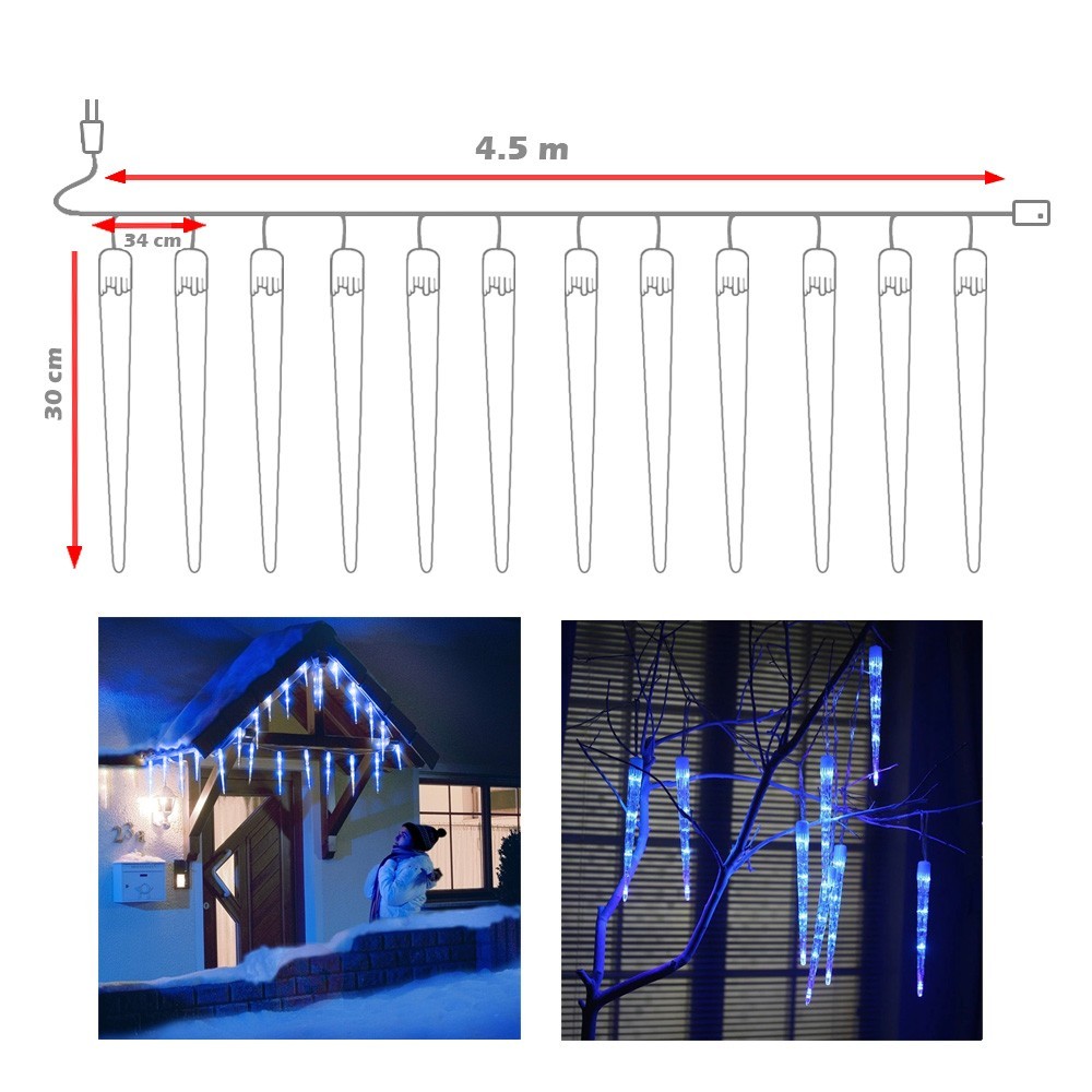 Luz led Tubo Hielo 4.5 Metros 12 Hielos Azul 1806