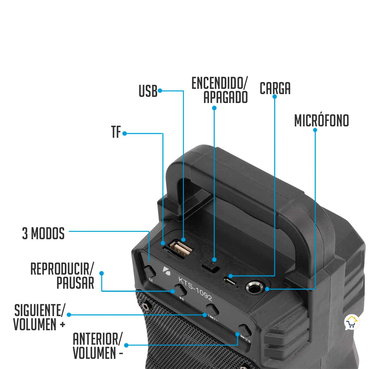Parlante Bluetooth Recargable RGB Portable Radio KTS1092