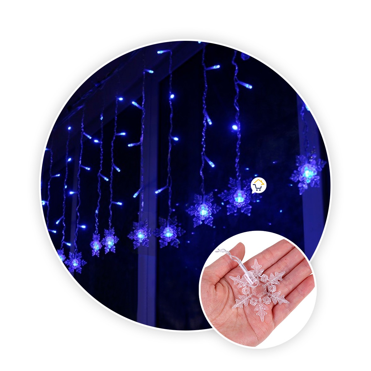 Luces Led Copos De Nieve 6 M Extensión Cortina Luz Navidad Azul 2086AZ