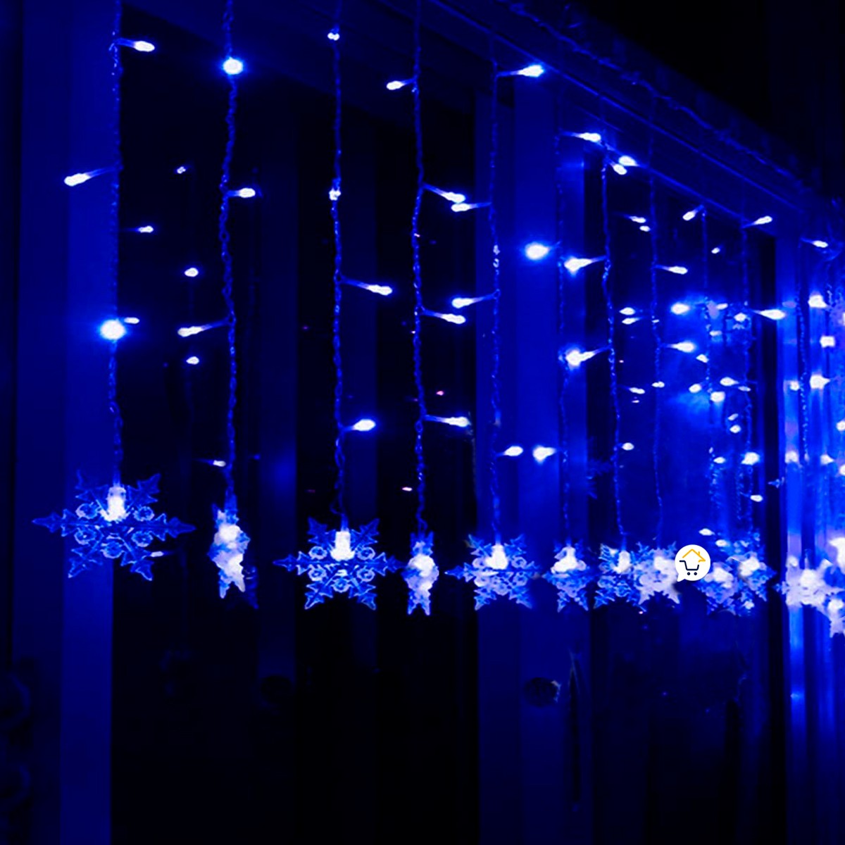 Luces Led Copos De Nieve 6 M Extensión Cortina Luz Navidad Azul 2086AZ