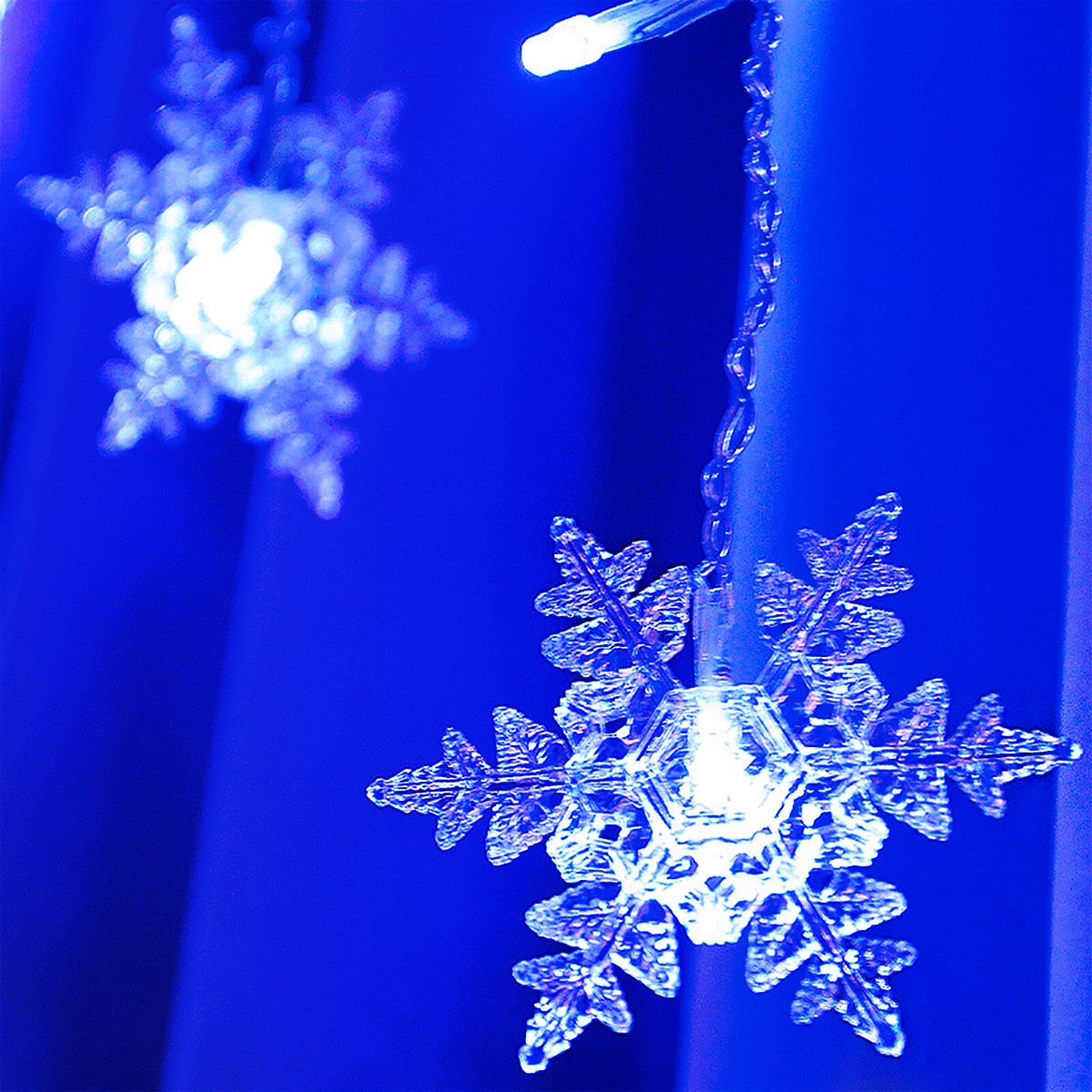 Luces Led Copos De Nieve 6 M Extensión Cortina Luz Navidad Azul 2086AZ