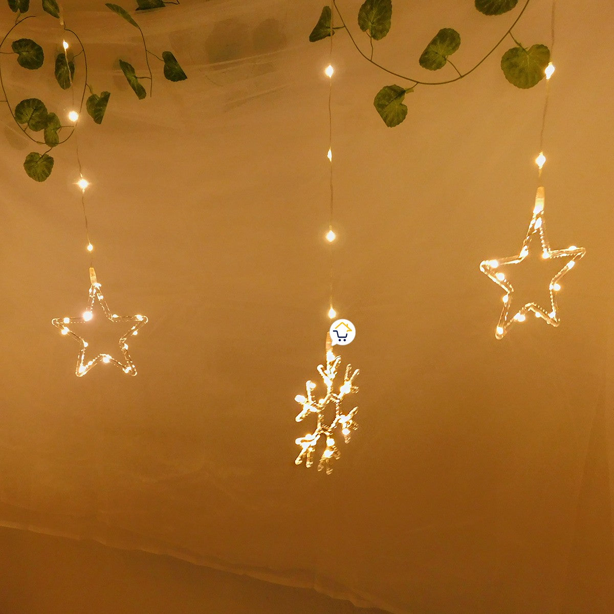 Luces Led Estrellas y Copos 260 Luces 3m Navidad Cálido 1626CA