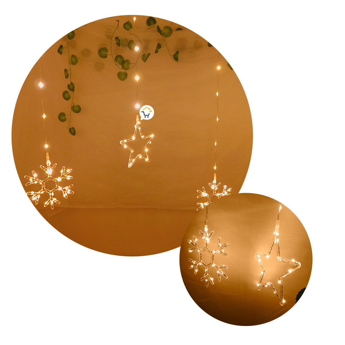 Luces Led Estrellas y Copos 260 Luces 3m Navidad Cálido 1626CA