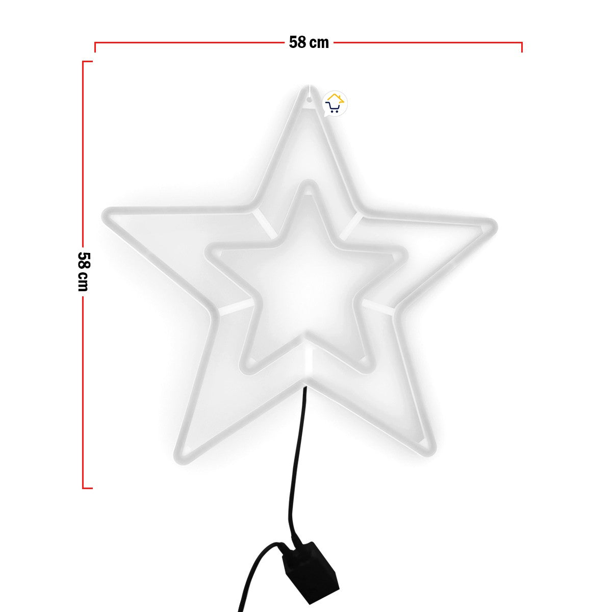 Estrella Luz Neón 5 Puntas Ventana Puerta Navidad Blanco 2202B