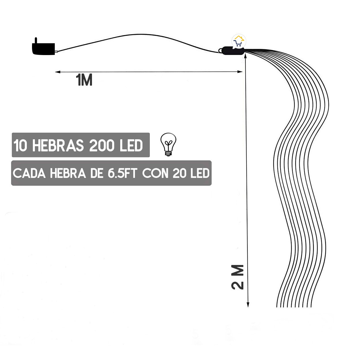 Luz Cascada Micro LED 200 Luces 2 M Ramo Navidad YX200TB