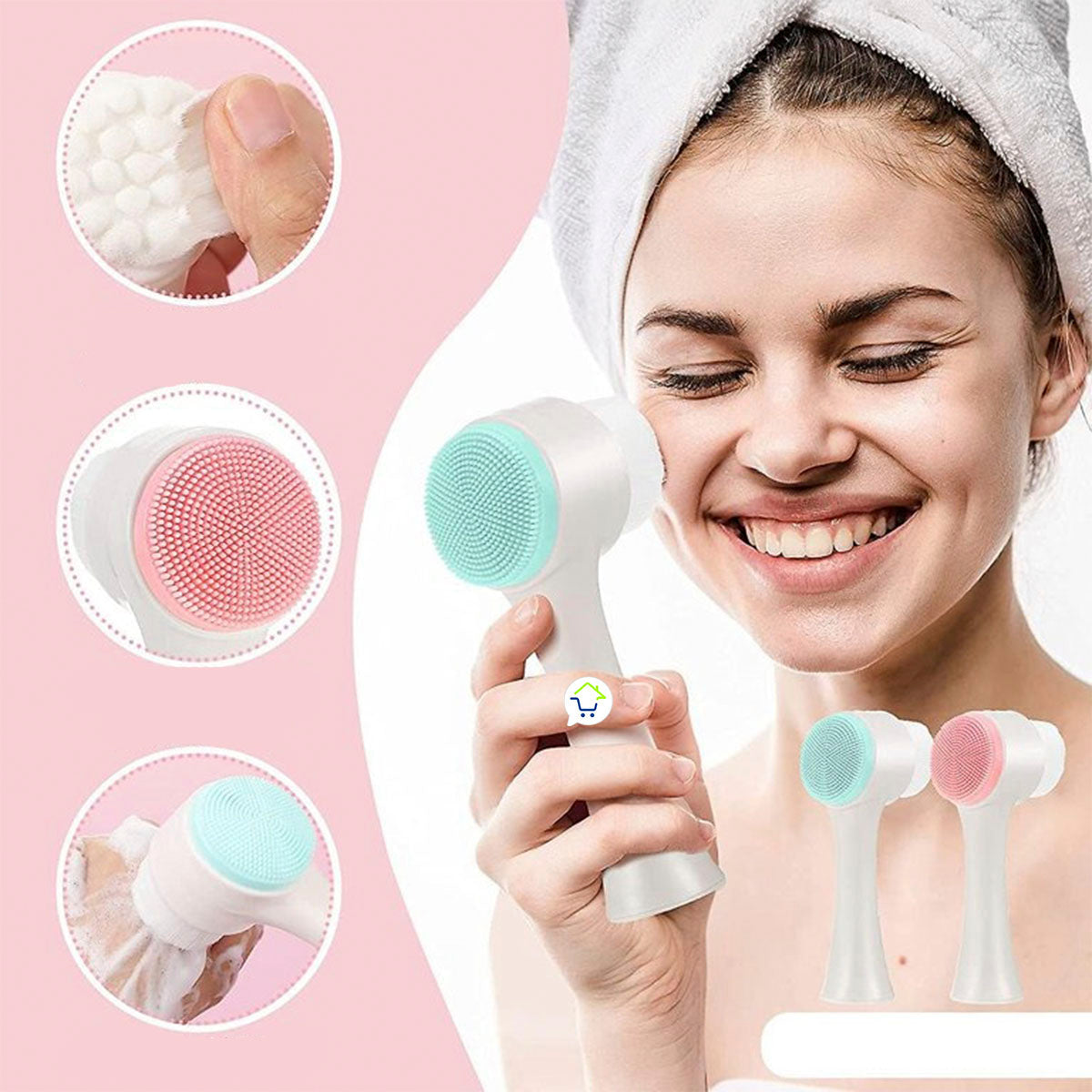 Cepillo Masajeador 2 en 1 + Diadema Para maquillarse Set Limpieza facial MO0374