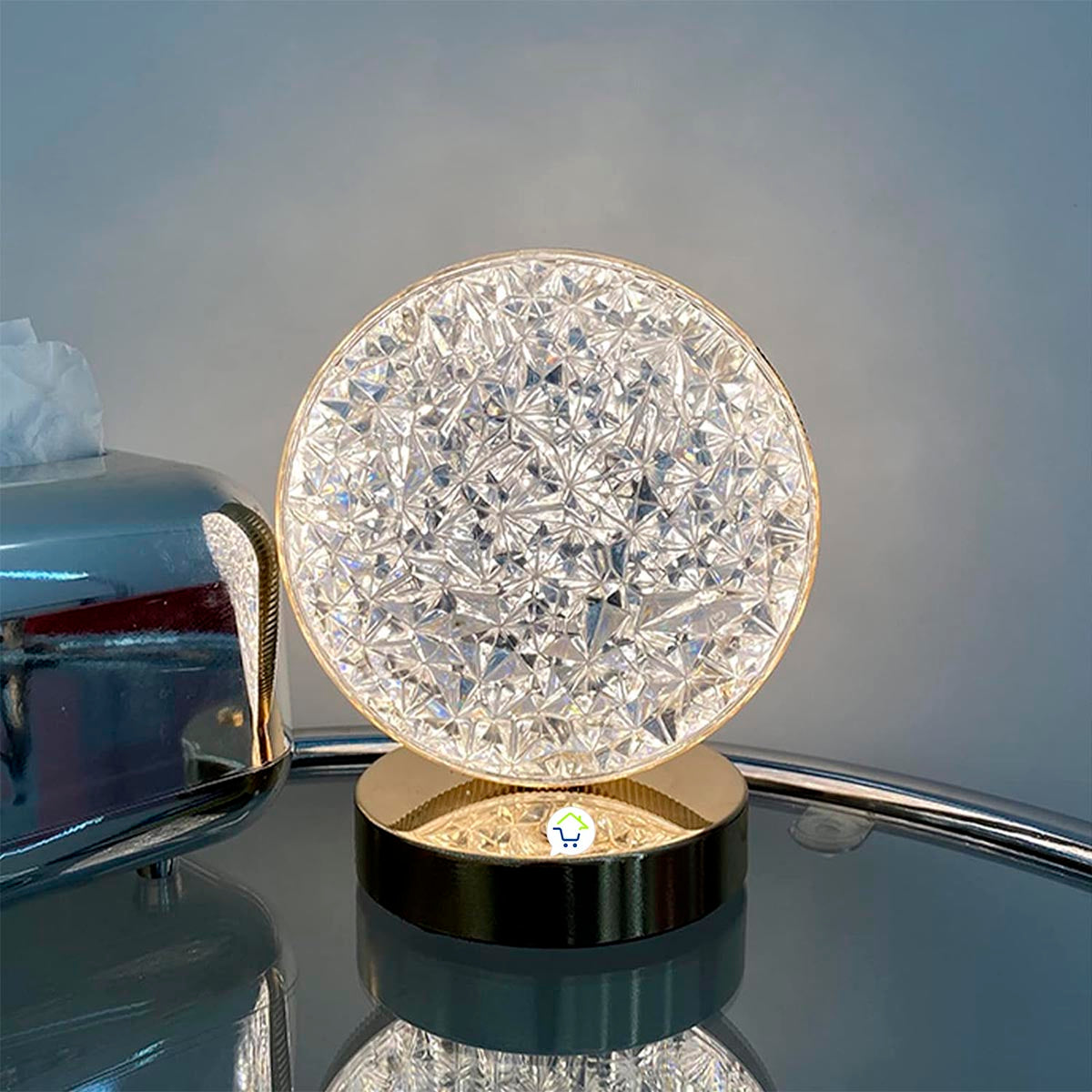 Lámpara Táctil Efecto Cristal Mesa De Noche Recargable LAIPARA-2