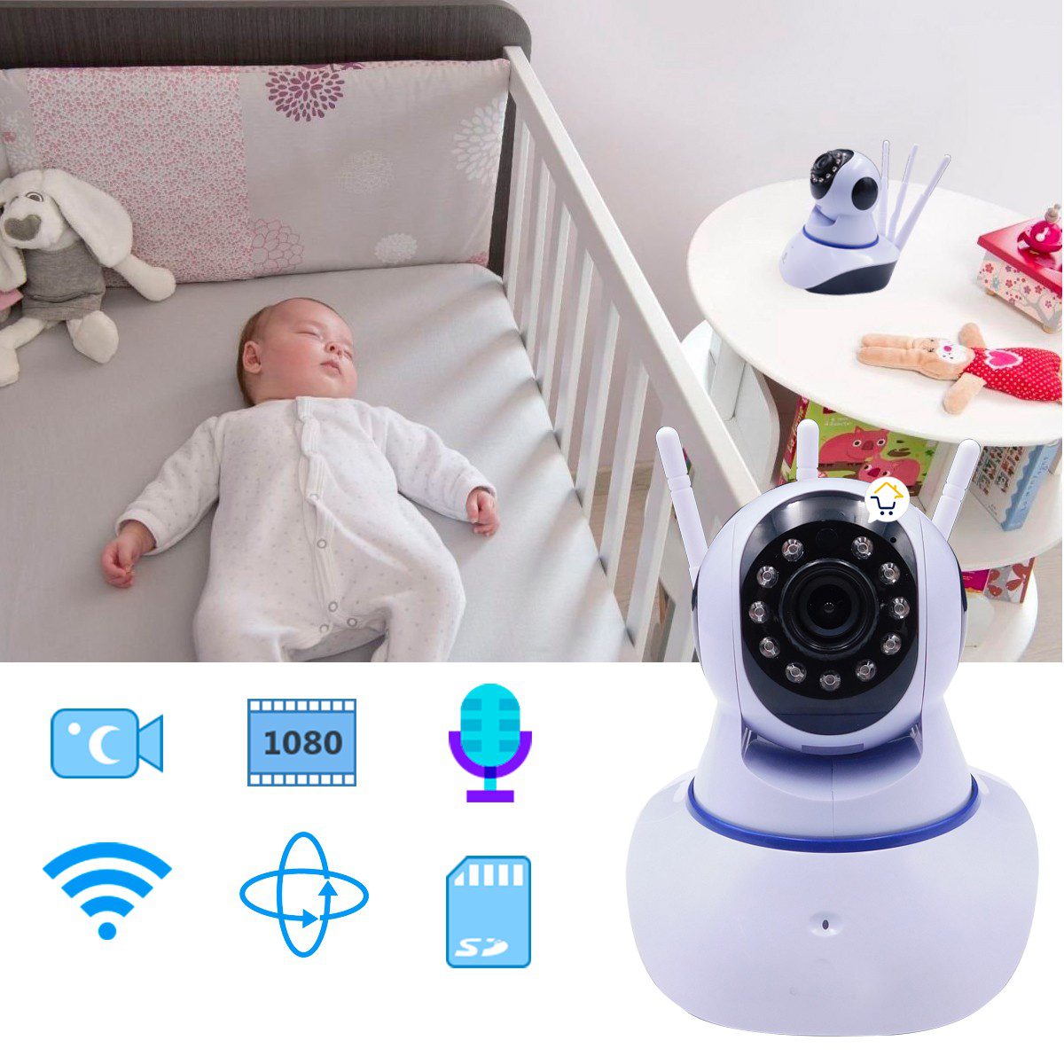 Cámara De Seguridad Wifi Inalámbrica Cuarto OMC5S