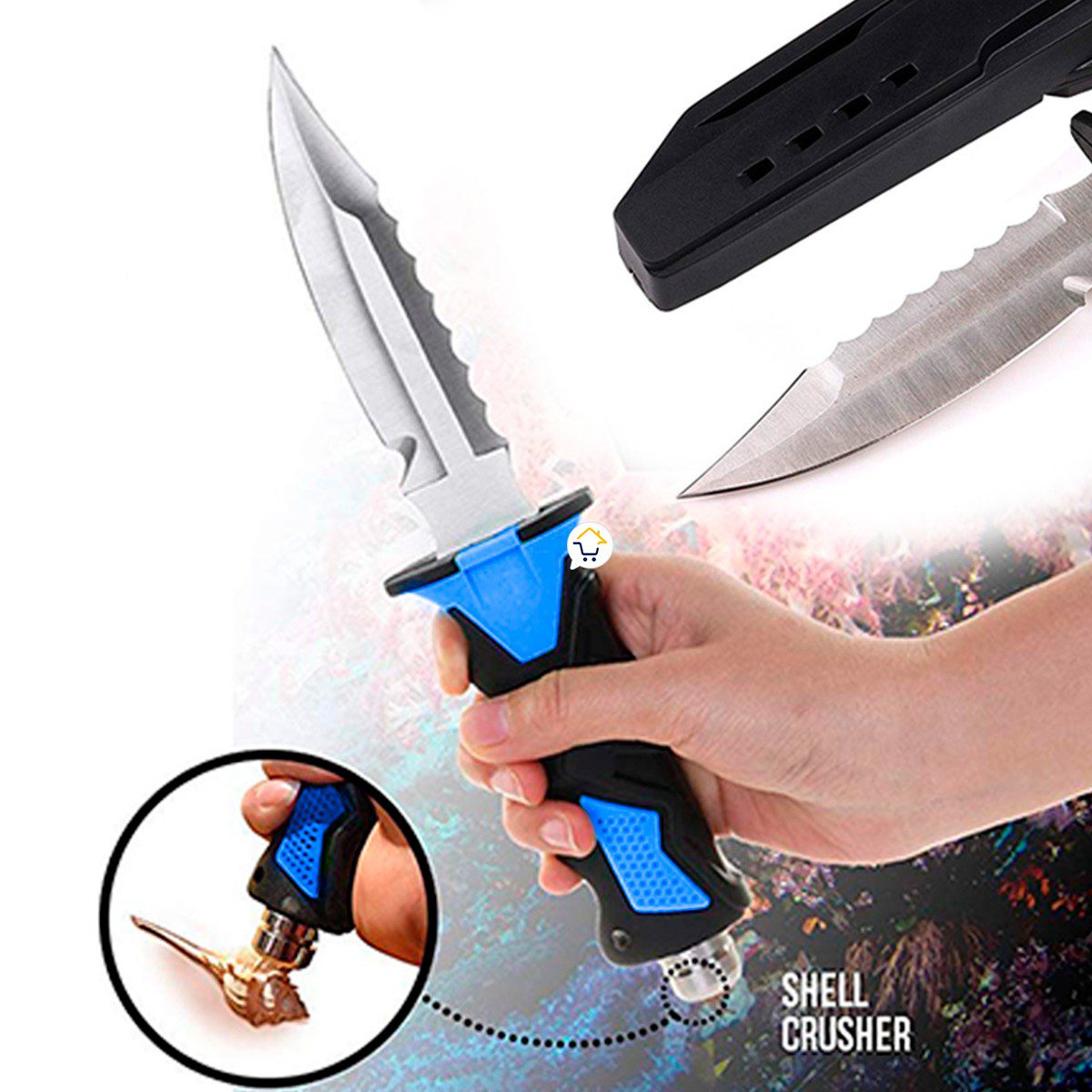 Cuchillo Para Buceo Acuático Táctico Pesca + Estuche y Correas RF 313