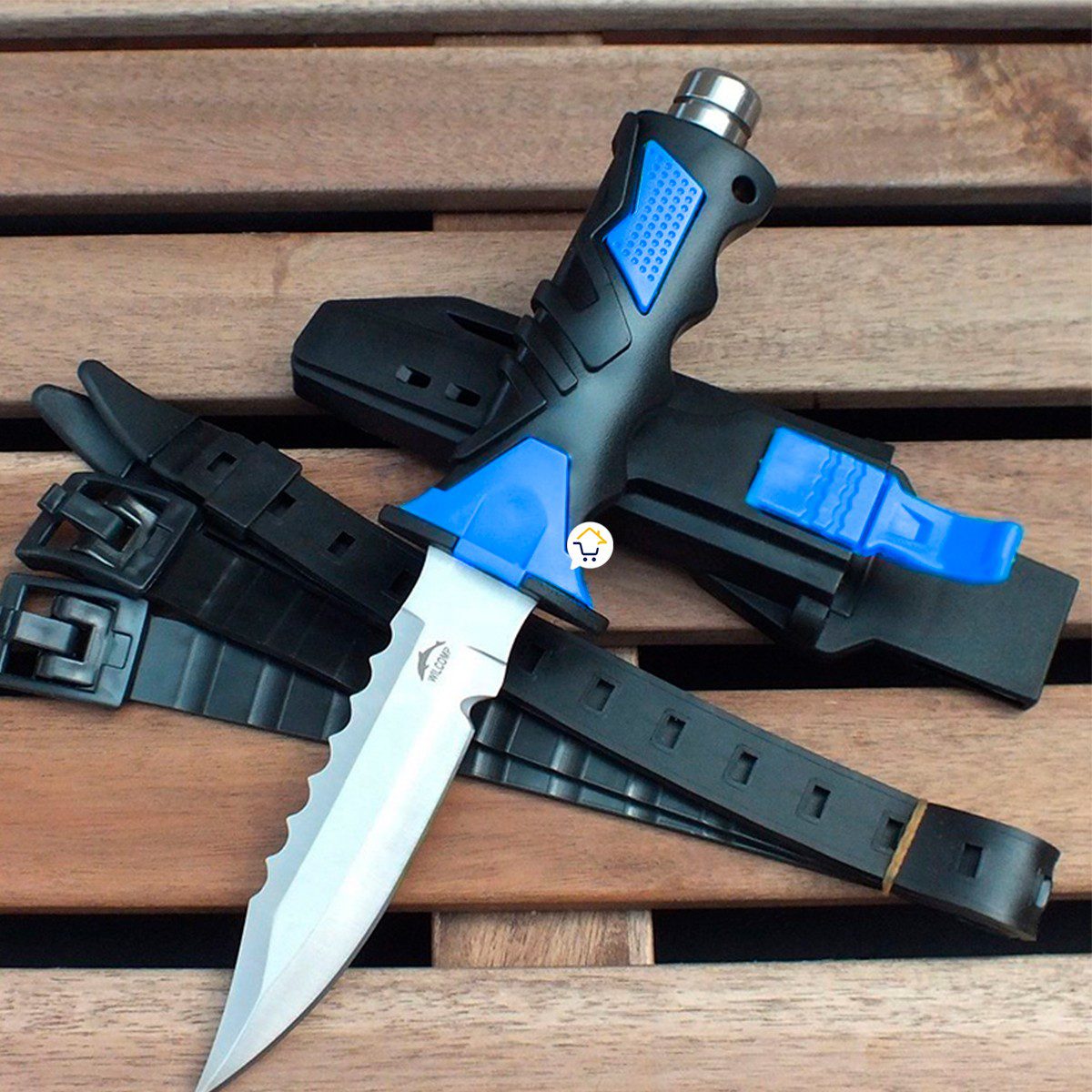 Cuchillo Para Buceo Acuático Táctico Pesca + Estuche y Correas RF 313