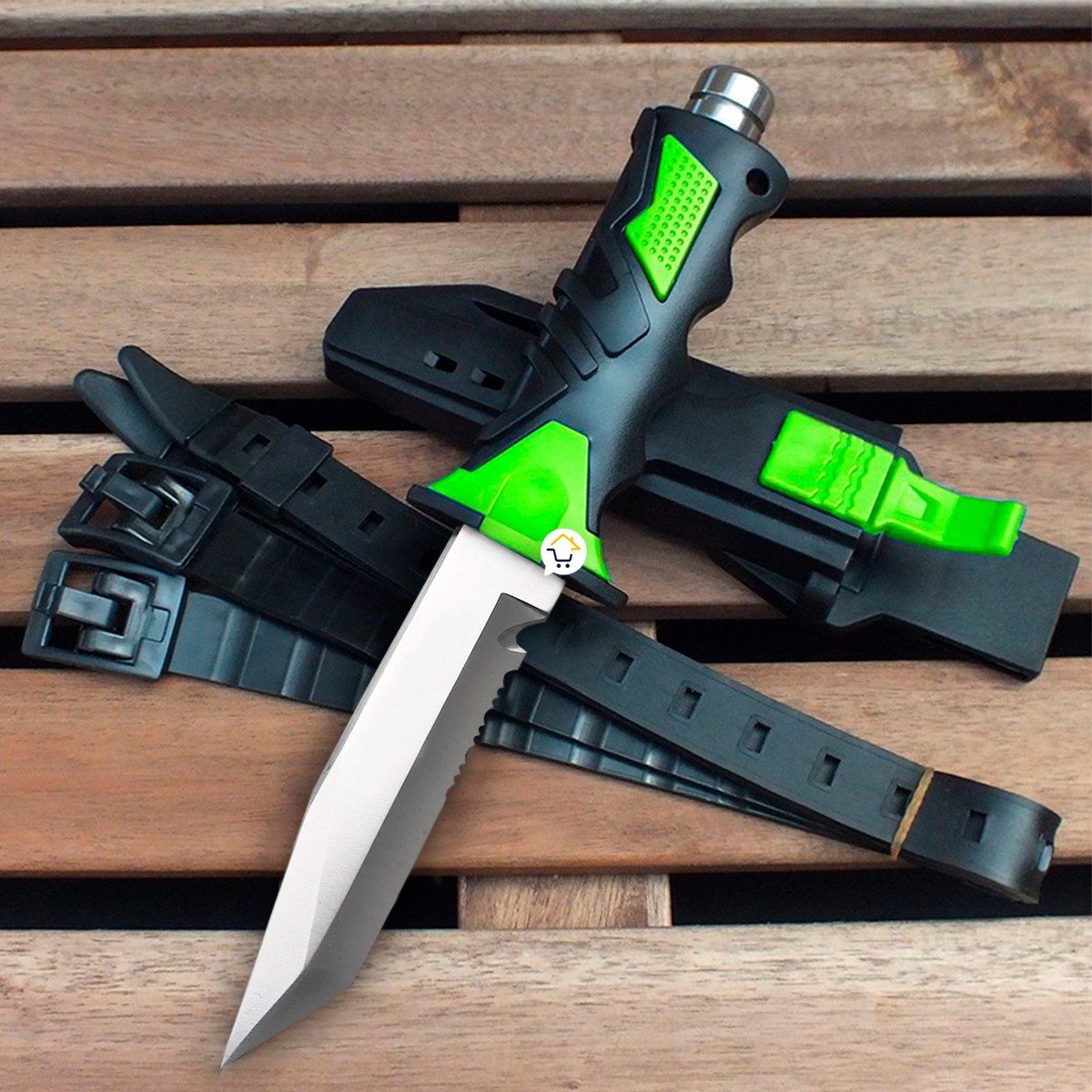 Cuchillo Para Buceo Acuático Táctico Pesca + Estuche y Correas 313V