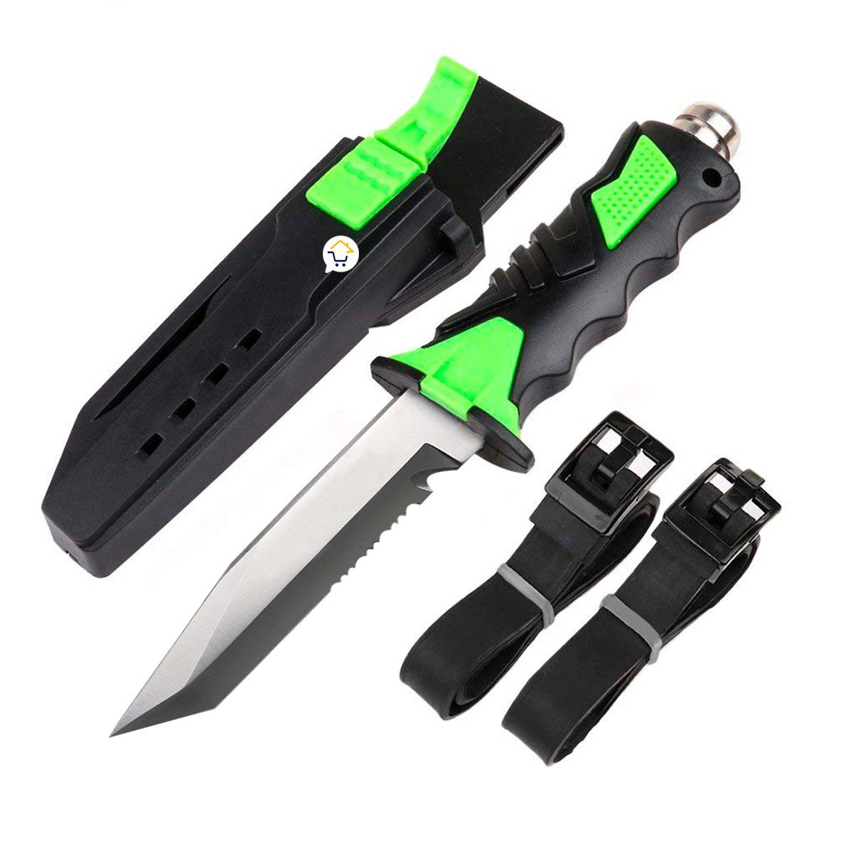 Cuchillo Para Buceo Acuático Táctico Pesca + Estuche y Correas 313V
