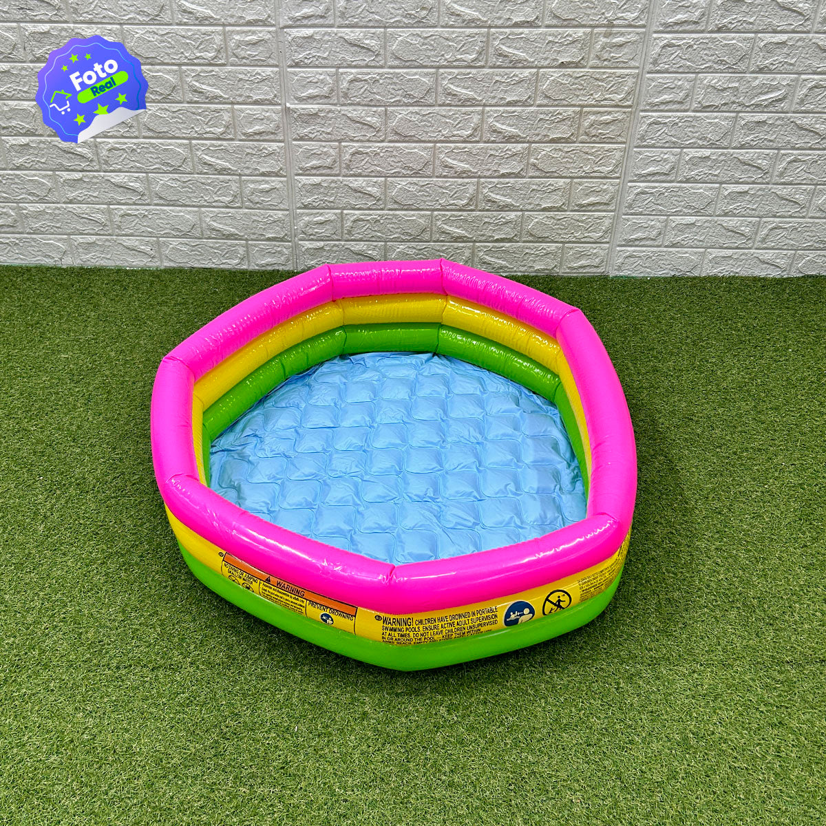 Piscina Inflable Redonda 3 Aros + Base Acolchada Infantil NP