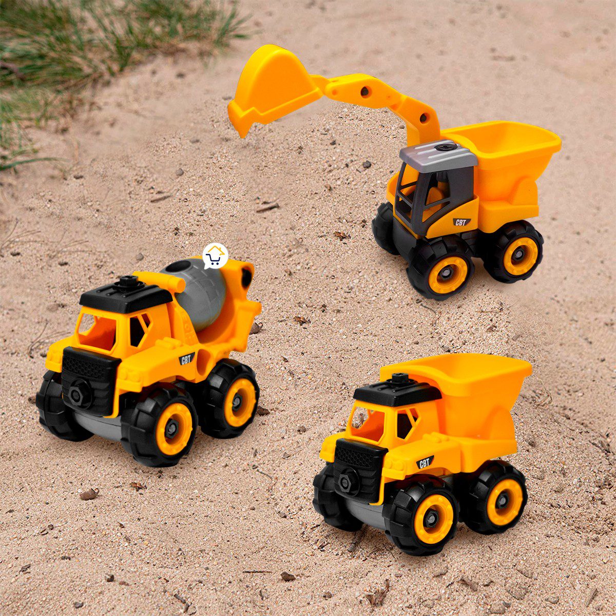 Set x3 Construcción Excavadora Volqueta Mezcladora Juguetes Niños STPF11