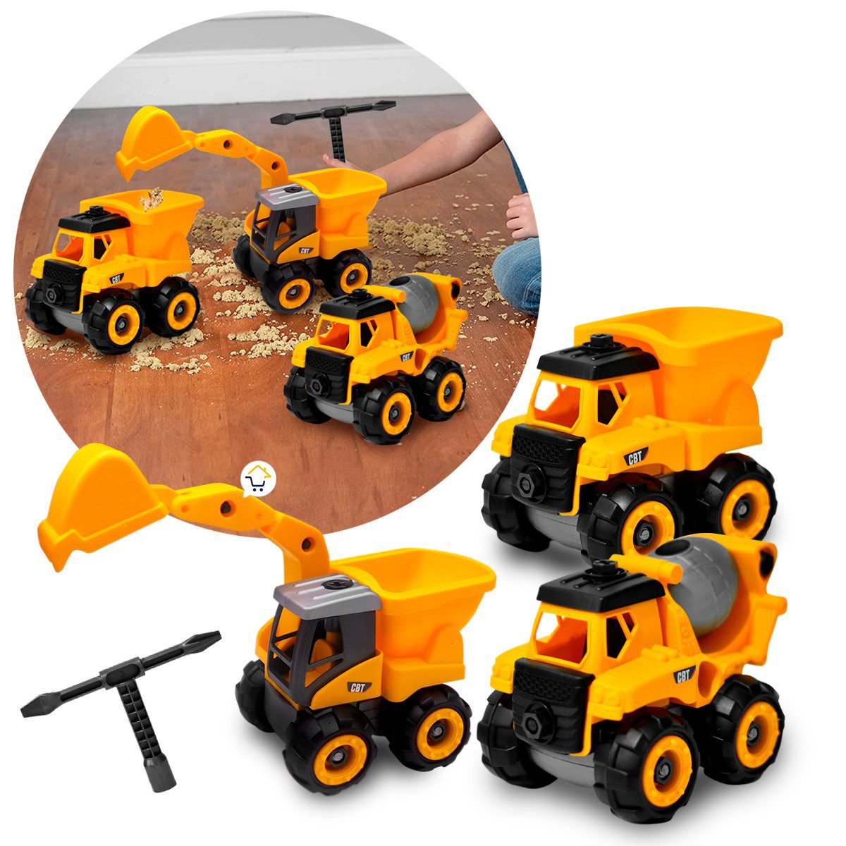 Set x3 Construcción Excavadora Volqueta Mezcladora Juguetes Niños STPF11