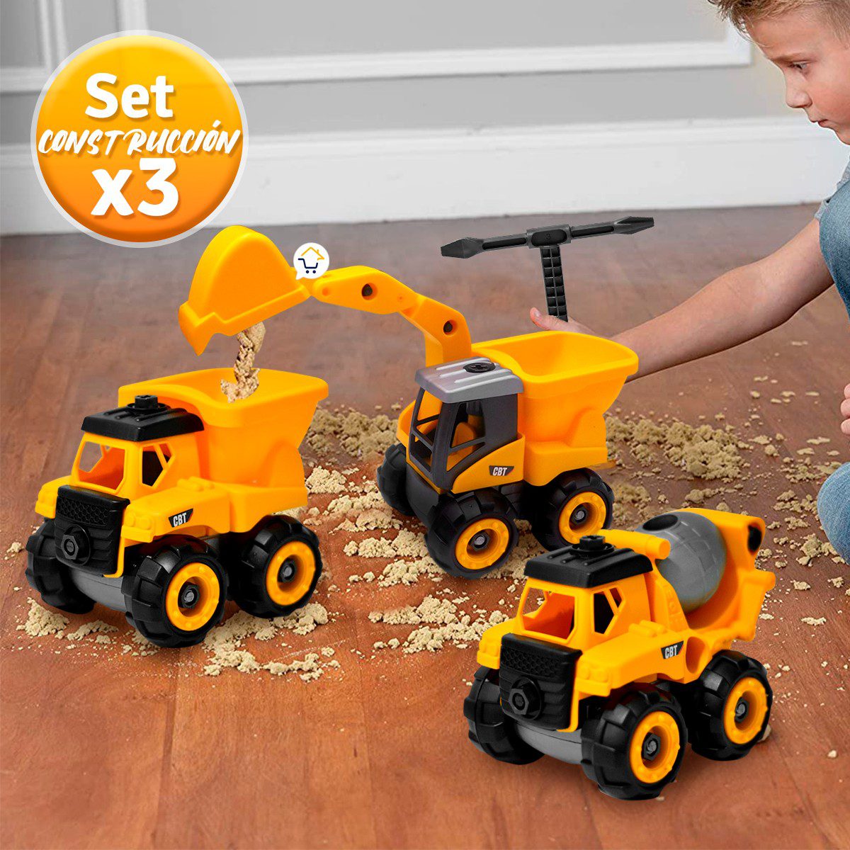 Set x3 Construcción Excavadora Volqueta Mezcladora Juguetes Niños STPF11