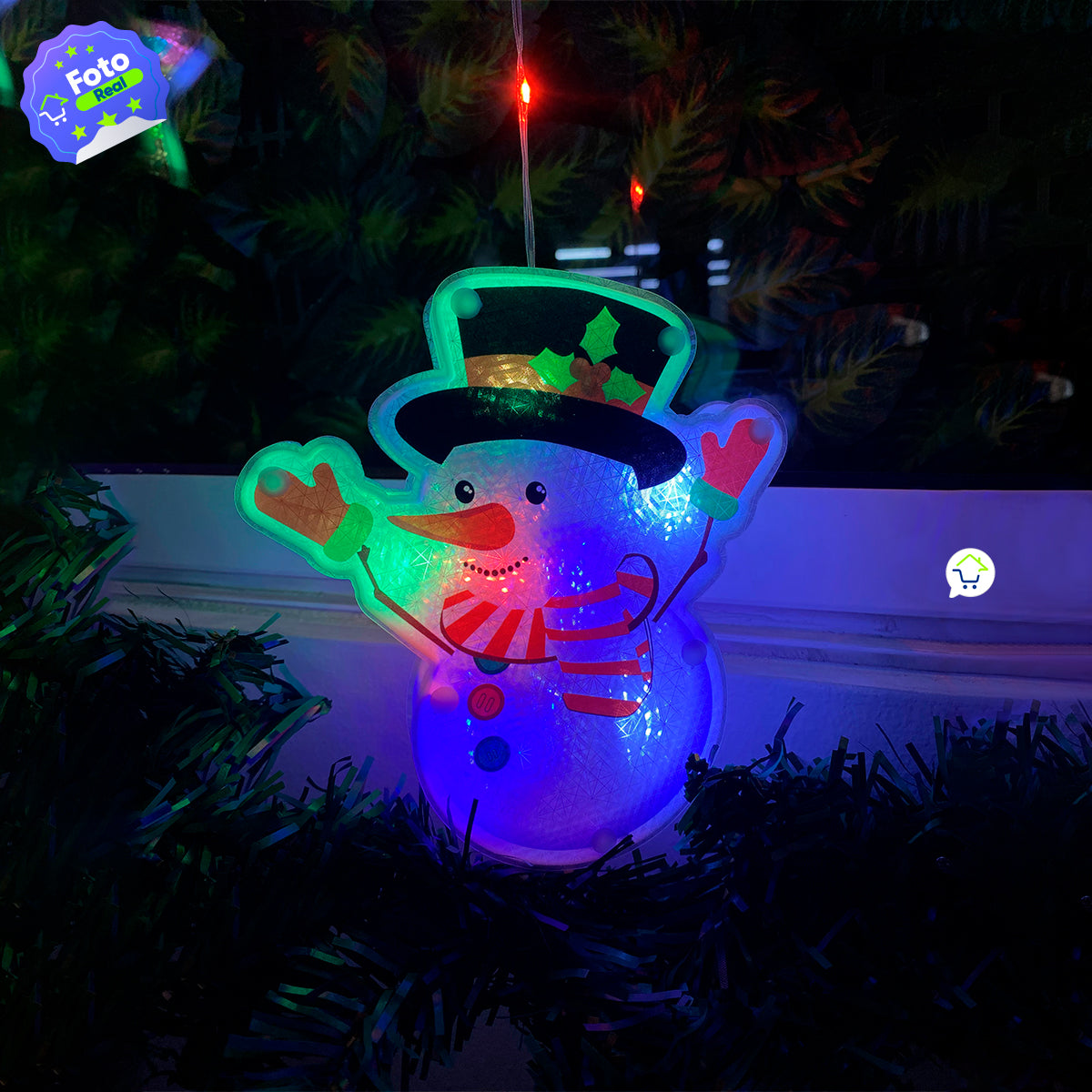 Cortina Intercalada 2.95 M x 80 CM Estrellas y Muñeco De Nieve 115 LED Extensión Navidad 1812