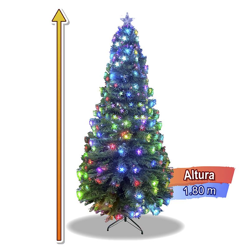 Árbol Navidad Fibra Óptica 180 cm Estrellas Tupido RF T797