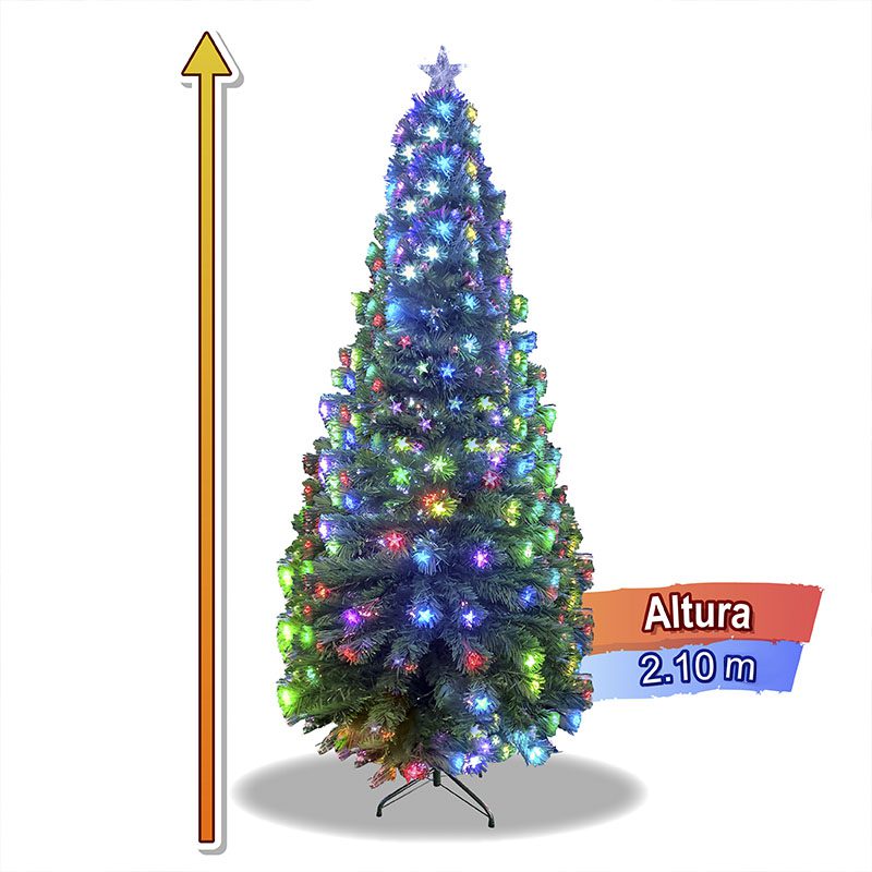 Árbol Navidad Fibra Óptica 210 cm Estrellas Tupido T797210