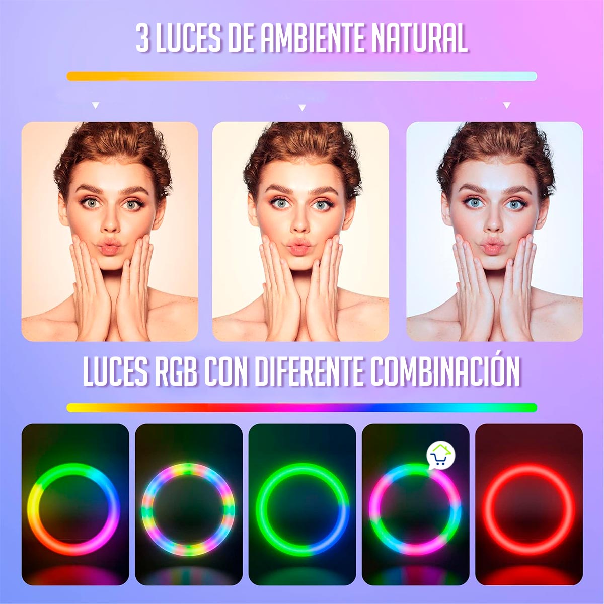 Aro De Luz 36cm Efectos RGB Flash + Trípode Fotografía MJ36