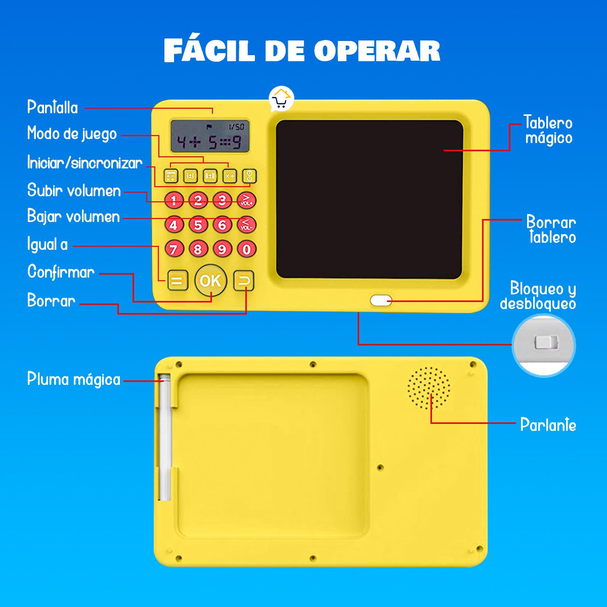 Calculadora Educativa De Aprendizaje Matemáticas 2 en 1 Tablero Mágico DJU158C