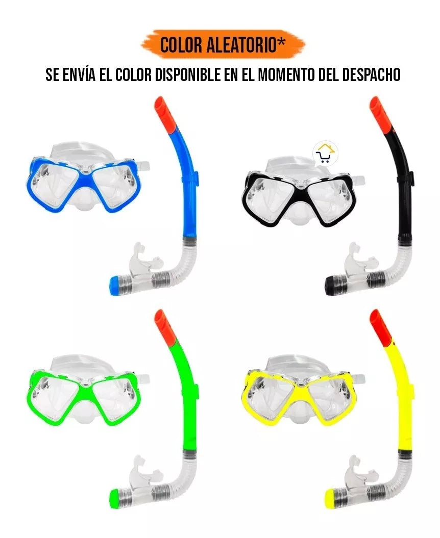 Kit Careta + Snorkel Para Buceo Piscina Playa