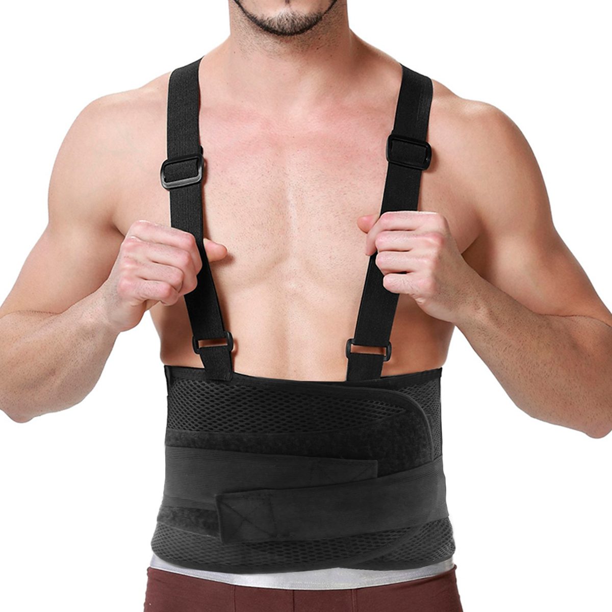 Faja De Fuerza Lumbar Cinturón Seguridad Trabajos Pesados Tirantes Ajustables RF 010