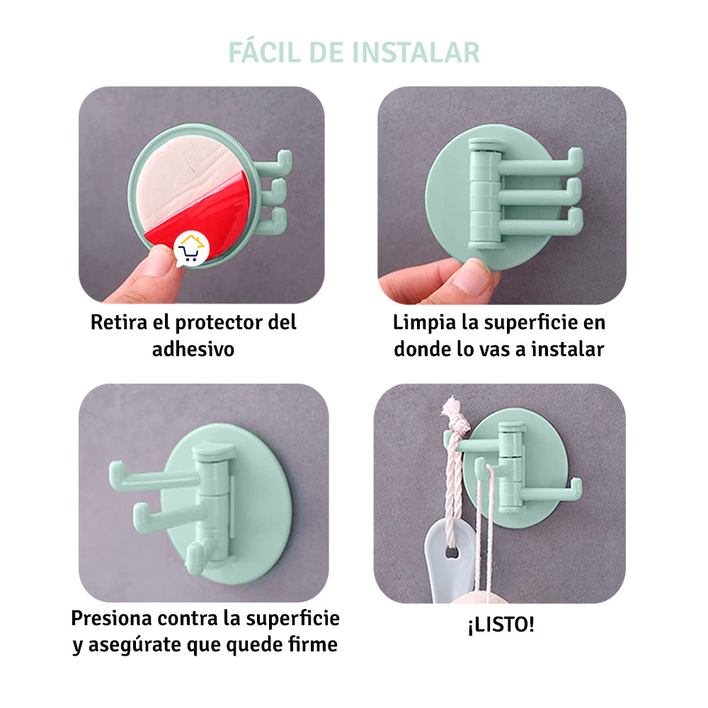 Gancho Adhesivo Giratorio X3 Organizador De 3 Brazos Multiusos 22039