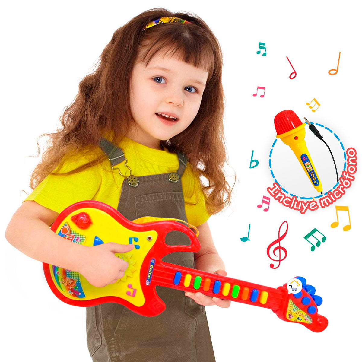 Guitarra De Juguete Micrófono Luces Y Sonido Niños 719
