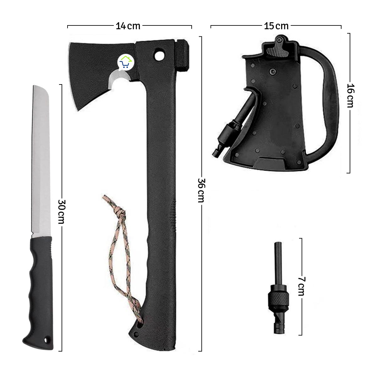 Hacha Táctica 4 en 1 Multiherramienta Con Cuchillo Oculto CCCP
