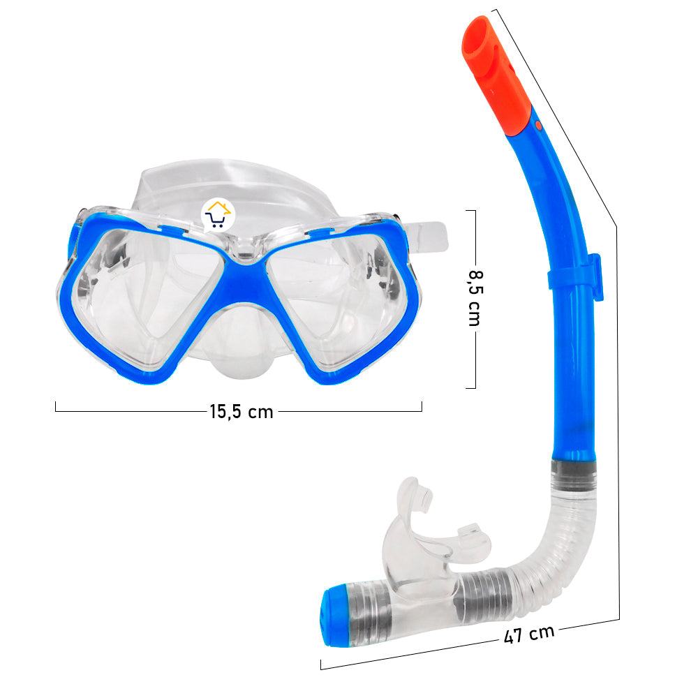 Kit Careta + Snorkel Para Buceo Piscina Playa