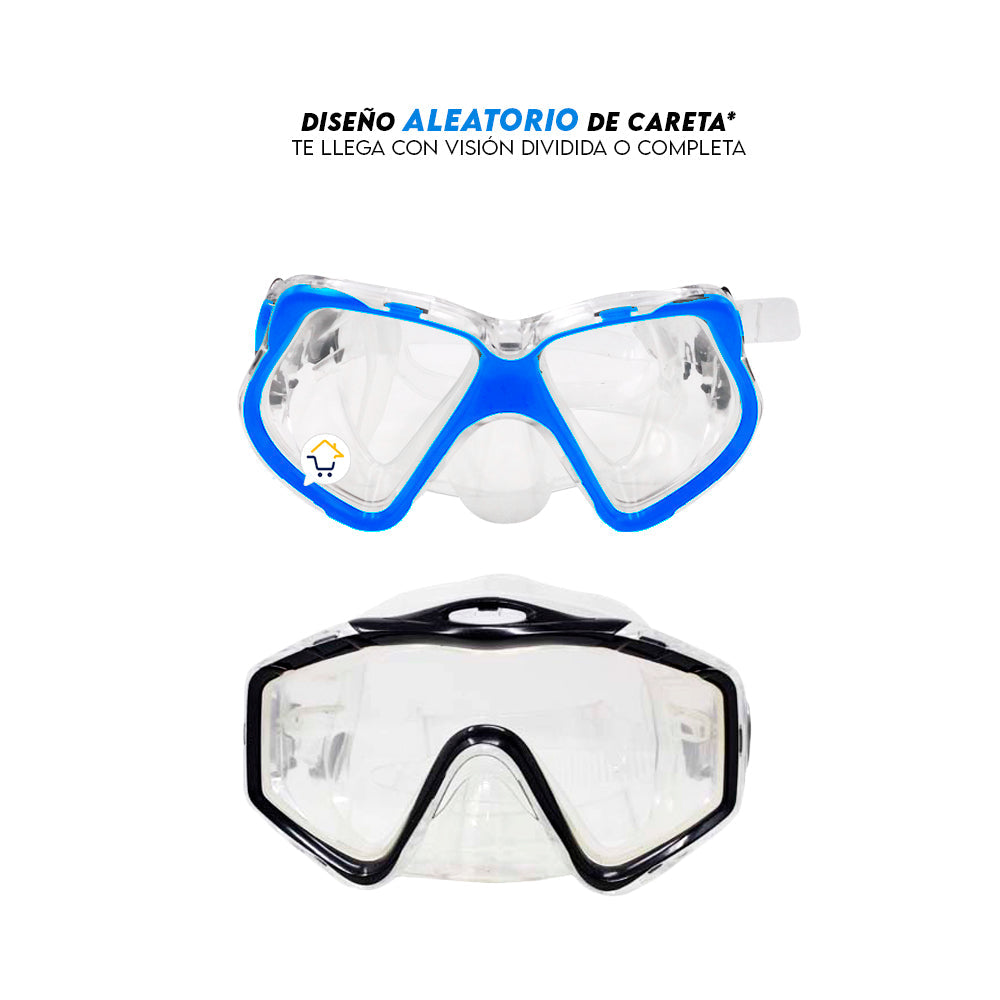 Kit Careta + Snorkel Para Buceo Piscina Playa